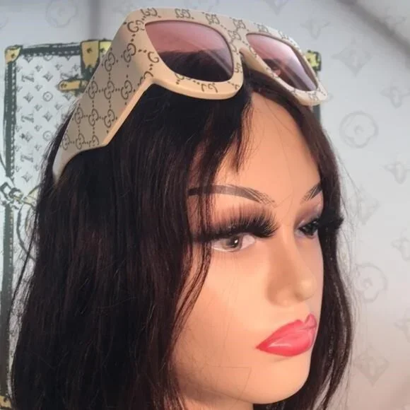 New Authentic Gucci Cream Sunglasses with Orange Lenses GG0983S 001 Gucci GG0983S 001 Sunglasses Ivory/Orange Lenses Rectangle  main image 4